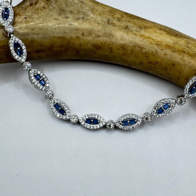 Vintage Blue Iolite CZ Bracelet Sterling Silver 925