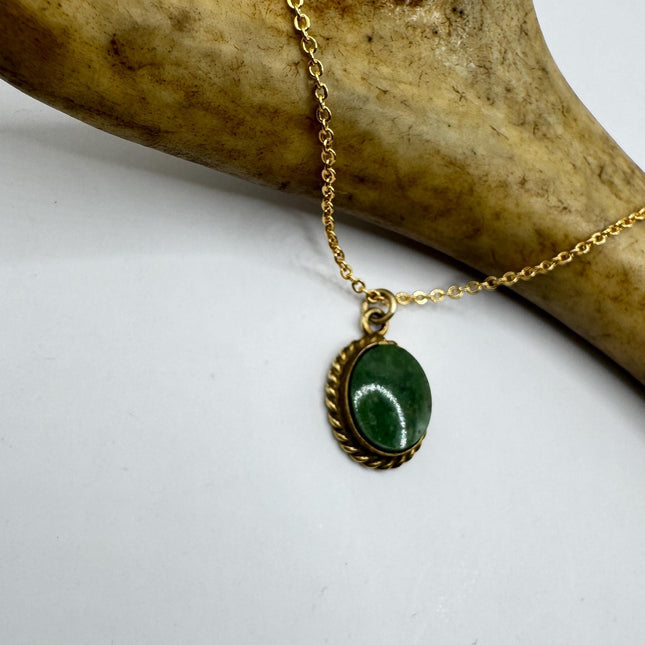 Vintage Jade Gold Filled Necklace - Lucky Everyday Minimal-Necklaces-TomWayne Jewelers