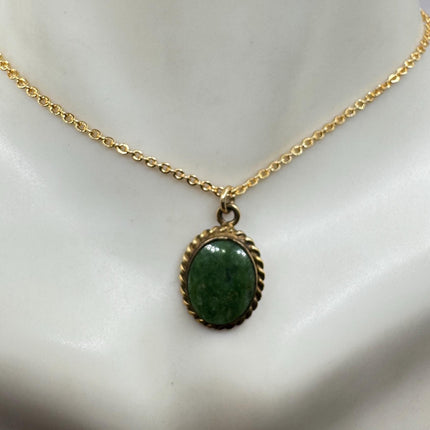 Vintage Jade Gold Filled Necklace - Lucky Everyday Minimal