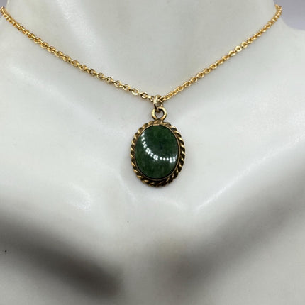 Vintage Jade Gold Filled Necklace - Lucky Everyday Minimal