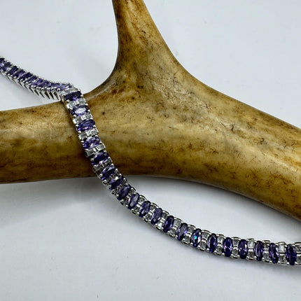 Amethyst Tennis Bracelet - Vintage Sterling Silver Purple Gemstone Jewelry-Bracelets-TomWayne Jewelers
