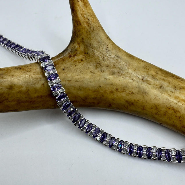 Amethyst Tennis Bracelet - Vintage Sterling Silver Purple Gemstone Jewelry-Bracelets-TomWayne Jewelers