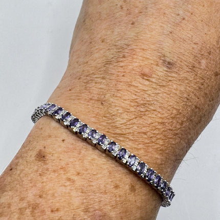 Amethyst Tennis Bracelet - Vintage Sterling Silver Purple Gemstone Jewelry-Bracelets-TomWayne Jewelers