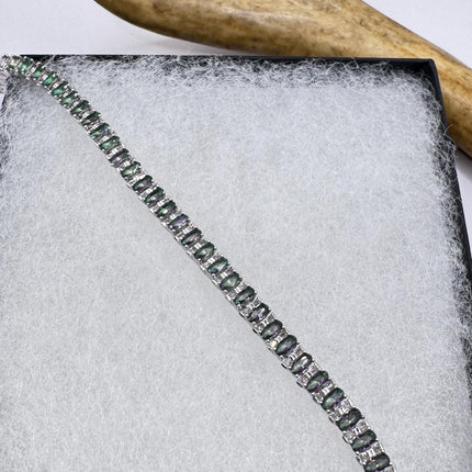 Vintage Green Lab Alexandrite 925 Sterling Silver Bracelet