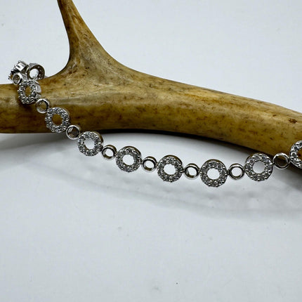 Vintage White Sapphire Tennis Bracelet - Dainty Stackable Gold 925 Sterling Silver