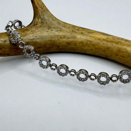 Vintage White Sapphire Tennis Bracelet - Dainty Stackable Gold 925 Sterling Silver