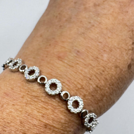 Vintage White Sapphire Tennis Bracelet - Dainty Stackable Gold 925 Sterling Silver