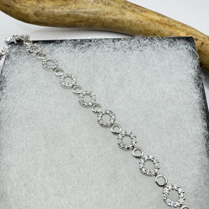 Vintage White Sapphire Tennis Bracelet - Dainty Stackable Gold 925 Sterling Silver
