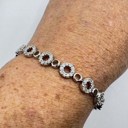 Vintage White Sapphire Tennis Bracelet - Dainty Stackable Gold 925 Sterling Silver