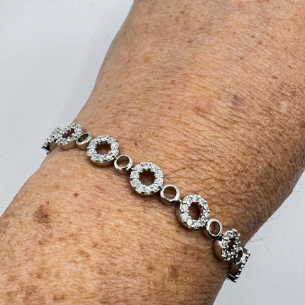 Vintage White Sapphire Tennis Bracelet - Dainty Stackable Gold 925 Sterling Silver