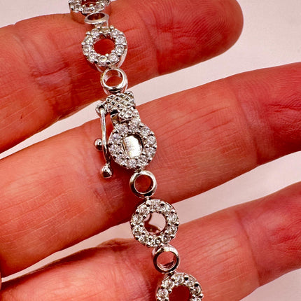 Vintage White Sapphire Tennis Bracelet - Dainty Stackable Gold 925 Sterling Silver