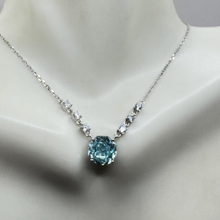 Vintage Blue Topaz Cubic Zirconia Crystal 925 Sterling Silver