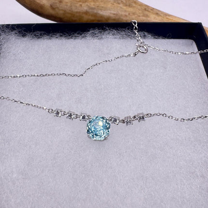 Vintage Blue Topaz Cubic Zirconia Crystal 925 Sterling Silver