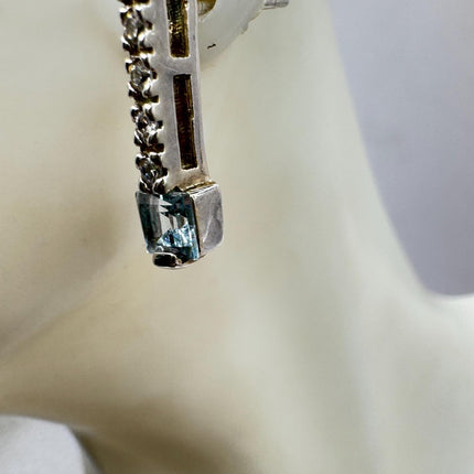 Vintage Blue Topaz & Sapphire 925 Sterling Silver earrings