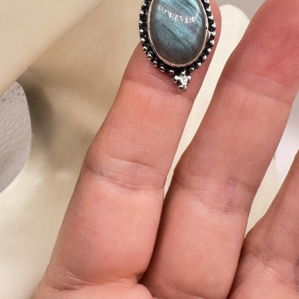 Vintage Labradorite Dangle Earrings Sterling Silver Leverbacks