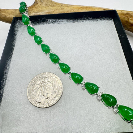 Vintage Green Aventurine Jade Lucky Bracelet - Silver Bronze