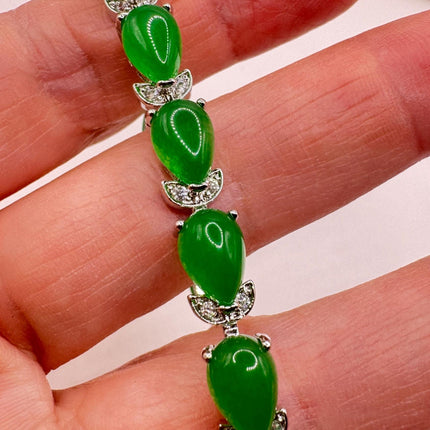 Vintage Green Aventurine Jade Lucky Bracelet - Silver Bronze