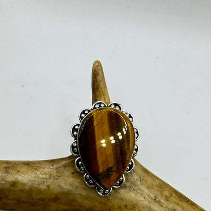Vintage Chunky Tigers Eye Cocktail Ring - Statement Band