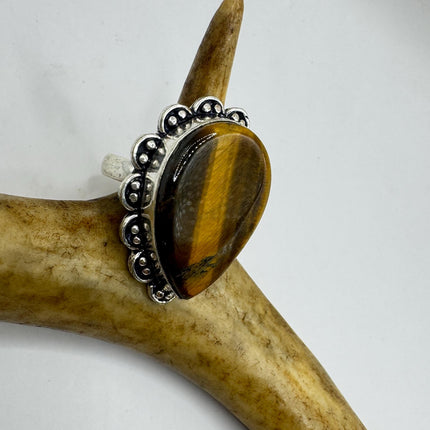 Vintage Chunky Tigers Eye Cocktail Ring - Statement Band