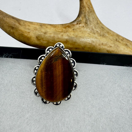 Vintage Chunky Tigers Eye Cocktail Ring - Statement Band