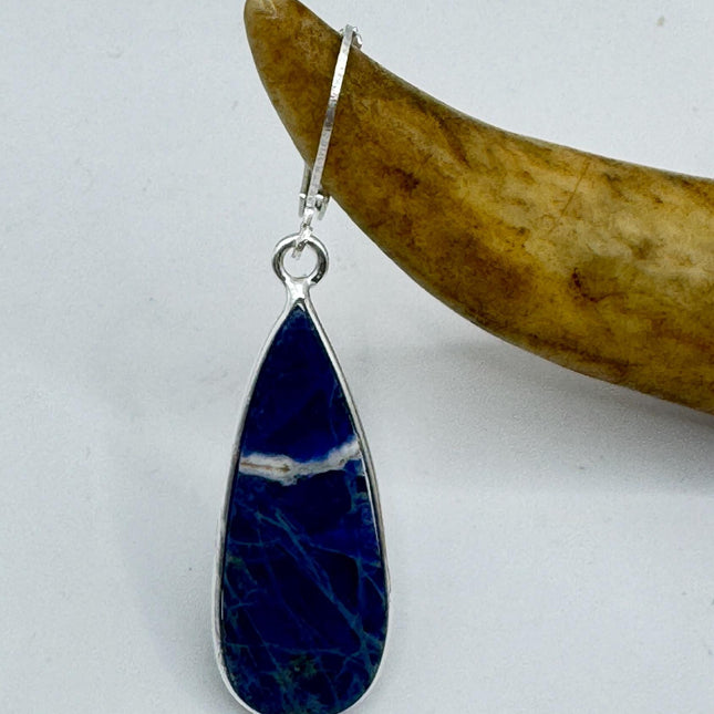 Vintage Blue Lapis Lazuli Dangle Earrings Sterling Silver Leverbacks-Earrings-TomWayne Jewelers