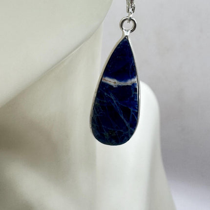 Vintage Blue Lapis Lazuli Dangle Earrings Sterling Silver Leverbacks