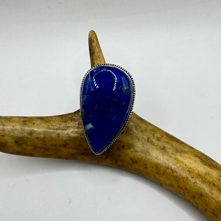 Vintage Boho Blue lapis lazuli Ring Band chunky cocktail ring Size 9