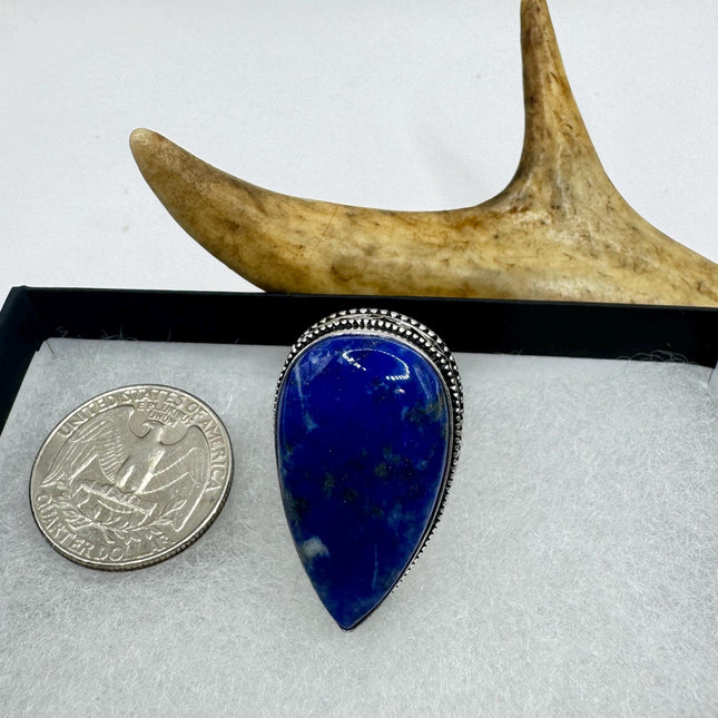 Vintage Boho Blue lapis lazuli Ring Band chunky cocktail ring Size 9-Rings-TomWayne Jewelers