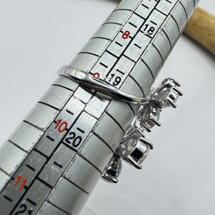 Vintage Flower CZ 925 Sterling Silver Crystal Ring