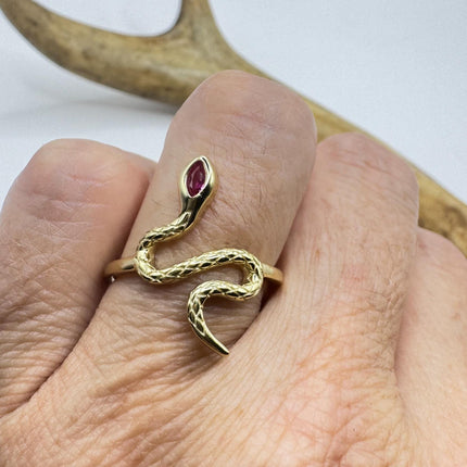 Vintage Ruby Snake Ring – Gold Snake Ring 925 Sterling Silver Serpent Band-Snake Rings!-TomWayne Jewelers