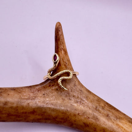 Vintage Ruby Snake Ring – Gold Snake Ring 925 Sterling Silver Serpent Band-Snake Rings!-TomWayne Jewelers