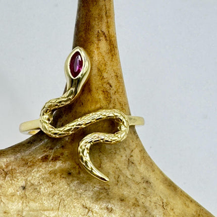 Vintage Ruby Snake Ring – Gold Snake Ring 925 Sterling Silver Serpent Band-Snake Rings!-TomWayne Jewelers