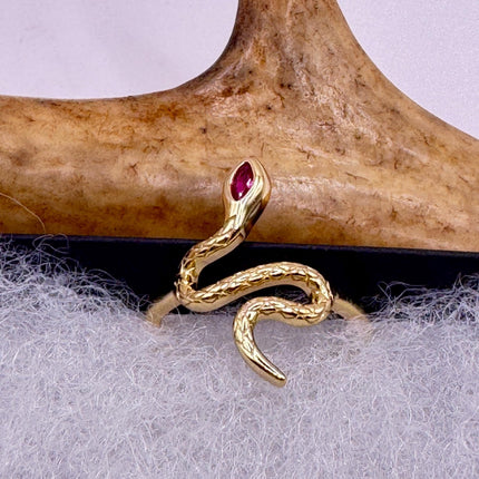 Vintage Ruby Snake Ring – Gold Snake Ring 925 Sterling Silver Serpent Band-Snake Rings!-TomWayne Jewelers