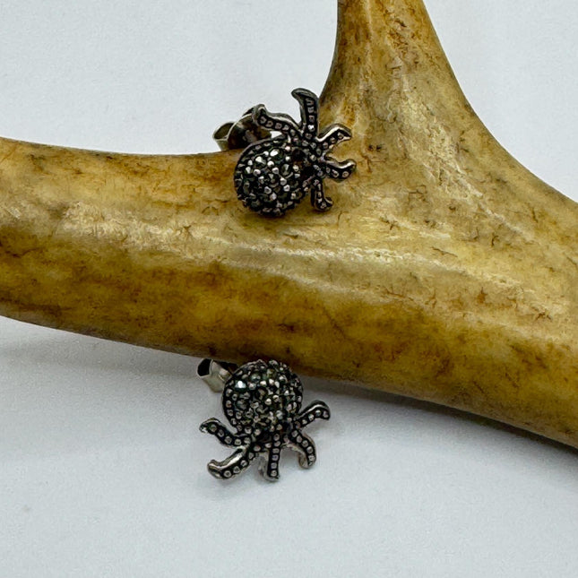 Marcasite Stud Earrings Vintage Octopus 925 Sterling Silver Small Dangle Jewelry-Earrings-TomWayne Jewelers