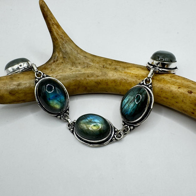 Vintage Blue Labradorite Silver Bracelet Silver Bronze