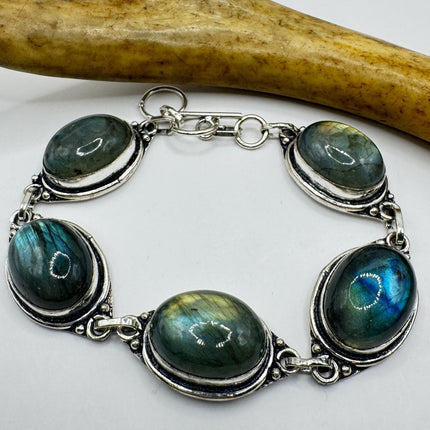 Vintage Blue Labradorite Silver Bracelet Silver Bronze