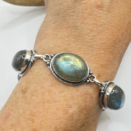 Vintage Blue Labradorite Silver Bracelet Silver Bronze