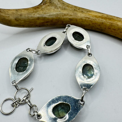 Vintage Blue Labradorite Silver Bracelet Silver Bronze