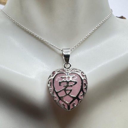 Rose Quartz Necklace – Vintage Pink Gemstone Heart Pendant With Sterling Silver Chain-Necklaces-TomWayne Jewelers