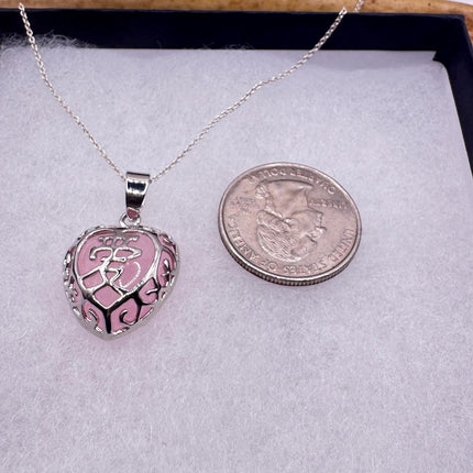 Rose Quartz Necklace – Vintage Pink Gemstone Heart Pendant With Sterling Silver Chain-Necklaces-TomWayne Jewelers