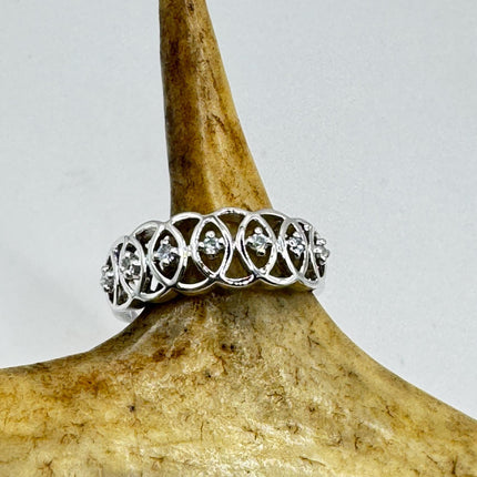 Vintage Silver Eternity Ring – 925 Sterling Silver Stackable Wedding Band-Rings-TomWayne Jewelers