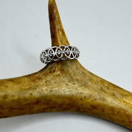 Vintage Silver Eternity Ring – 925 Sterling Silver Stackable Wedding Band-Rings-TomWayne Jewelers