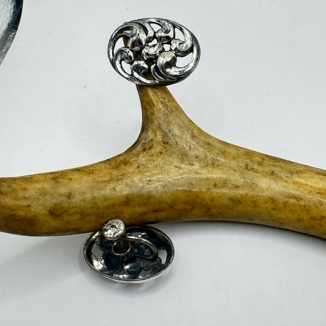 Vintage Silver Earrings – Clip On Screw Back Sterling Silver Jewelry Vine Swirl-Earrings-TomWayne Jewelers