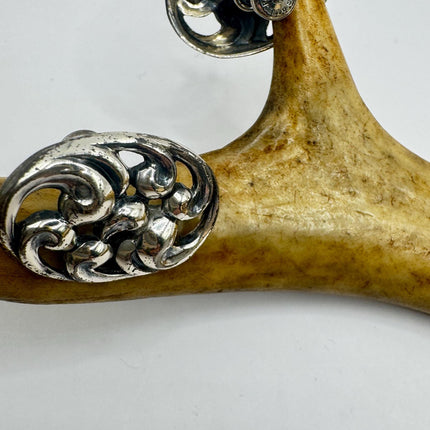 Vintage Silver Earrings – Clip On Screw Back Sterling Silver Jewelry Vine Swirl-Earrings-TomWayne Jewelers