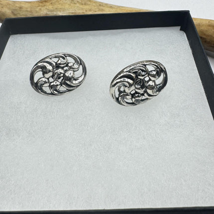 Vintage Silver Earrings – Clip On Screw Back Sterling Silver Jewelry Vine Swirl-Earrings-TomWayne Jewelers