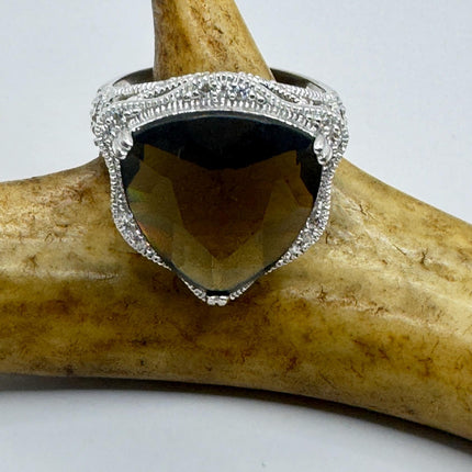 Vintage Smoky Topaz Chunky Cocktail Ring 925 Sterling Silver-Rings-TomWayne Jewelers