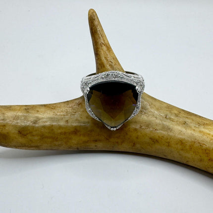 Vintage Smoky Topaz Chunky Cocktail Ring 925 Sterling Silver-Rings-TomWayne Jewelers