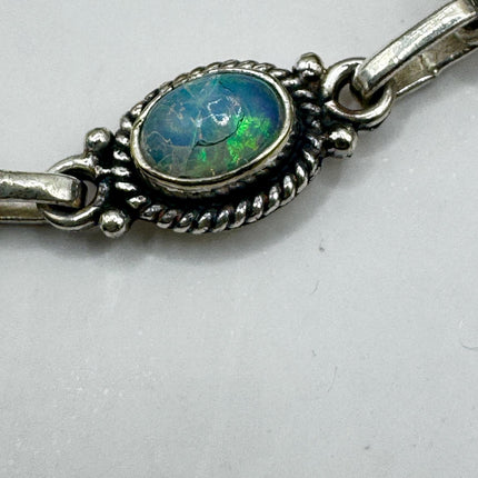 Vintage Blue Ethiopian Opal 925 Sterling Silver