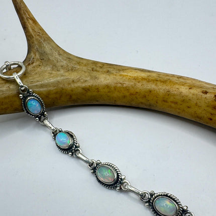 Vintage Blue Ethiopian Opal 925 Sterling Silver