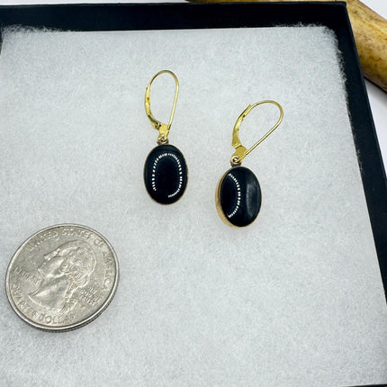 Vintage Black Onyx Earrings: Gold Filled, Dangle Style